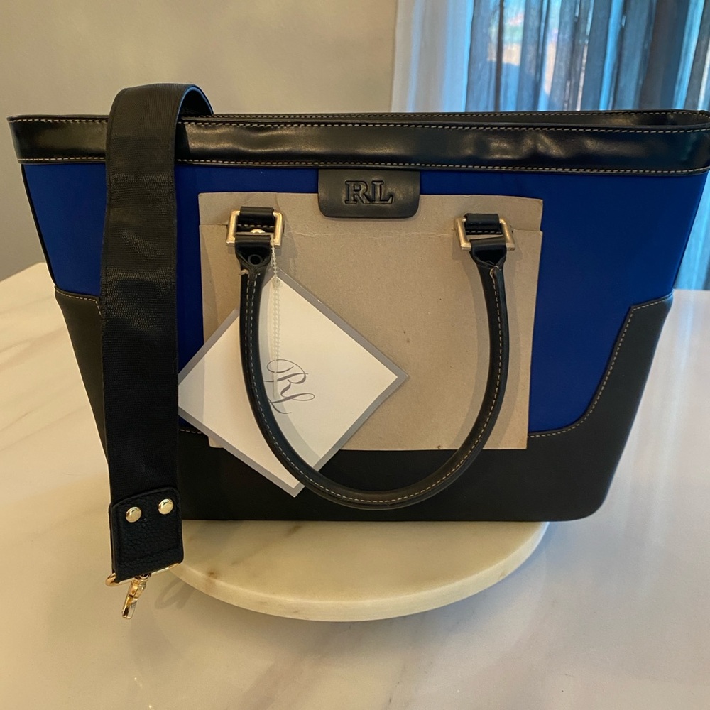 NWT Ralph Lauren Blue and Black Women's Bag